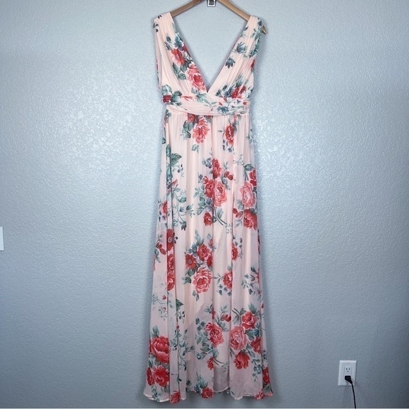Lulus Garden Meandering Blush Floral Print Maxi Dress M - Pink, Spring, Feminine - Picture 2 of 15